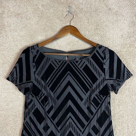 White House Black Market Dress Womens Small Pullover Velvet Stretch Chevron Knit - Picture 3 of 10